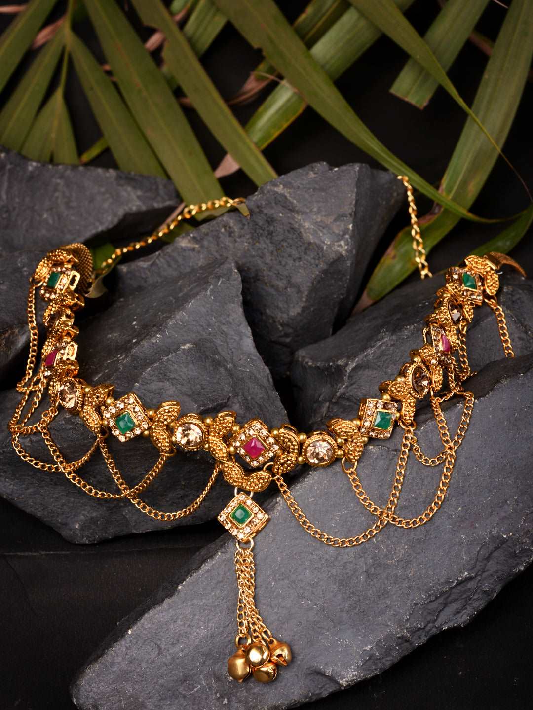 Gold Plated Muilticolour AD studded & Beaded Kamarbandh, zaveri pearls, sale price rs, sale price, sale gold plated, sale gold, sale, rubans, ring, regular price, priyassi jewellery, kushal's